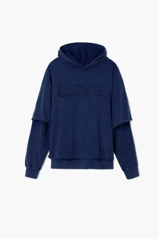 Jumpers And Sweatshirts Men Desigual Doublesleeve Sweatshirt Blue