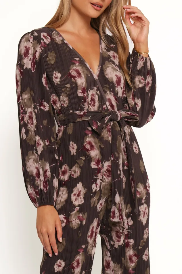 Jumpsuits and Rompers Petal and Pup Women Solange Plisse Jumpsuit Steel Grey Floral