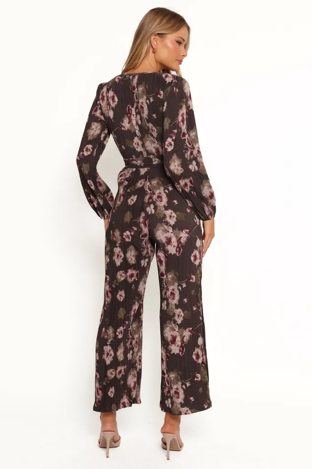 Jumpsuits and Rompers Petal and Pup Women Solange Plisse Jumpsuit Steel Grey Floral