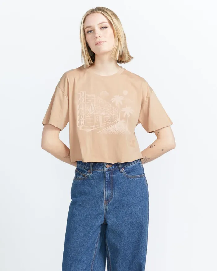 Just A Trim Short Sleeve Tee 8211 Sandstorm Womens Volcom Tops