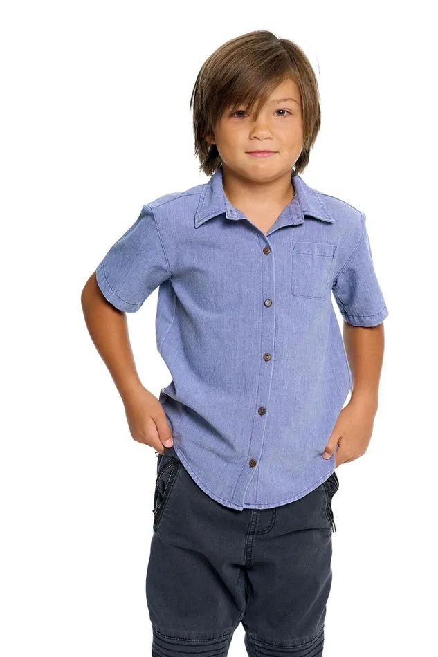 Kids Chaser Brand Boys Boys Heirloom Wovens Short Sleeve Button Down Shirt