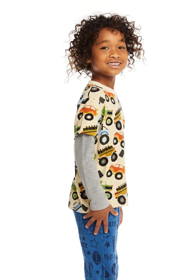 Kids Chaser Brand Boys Long And Short Sleeve Monster Truck Tee