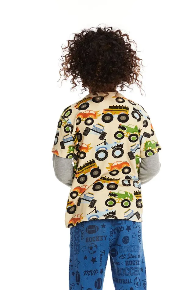 Kids Chaser Brand Boys Long And Short Sleeve Monster Truck Tee