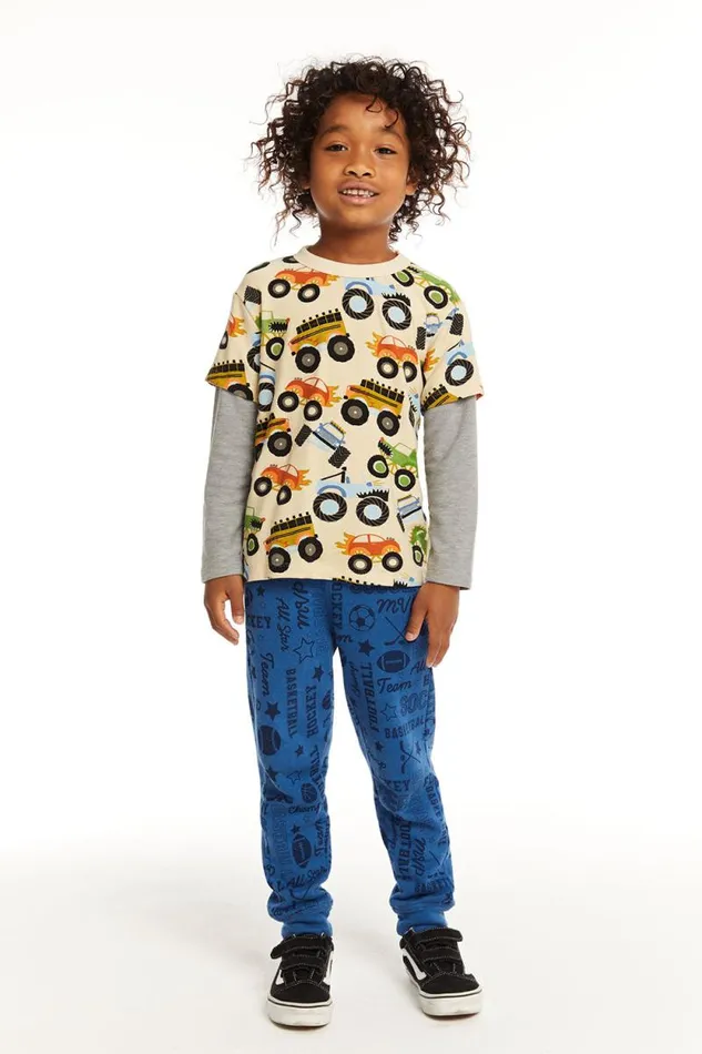 Kids Chaser Brand Boys Long And Short Sleeve Monster Truck Tee