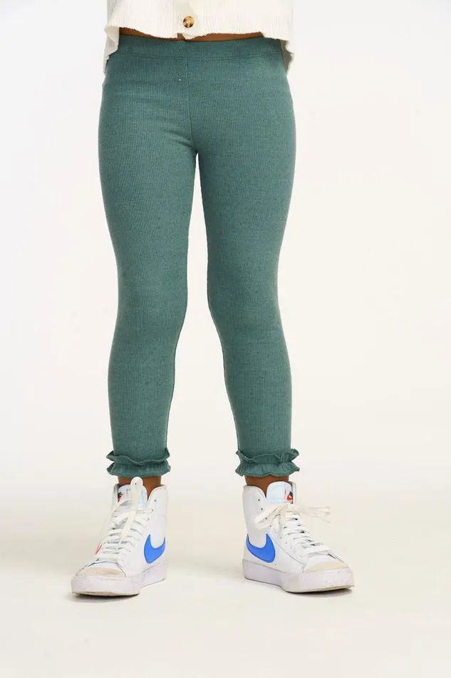 Kids Chaser Brand Girls Bottom Ruffle Dark Forest Green Legging