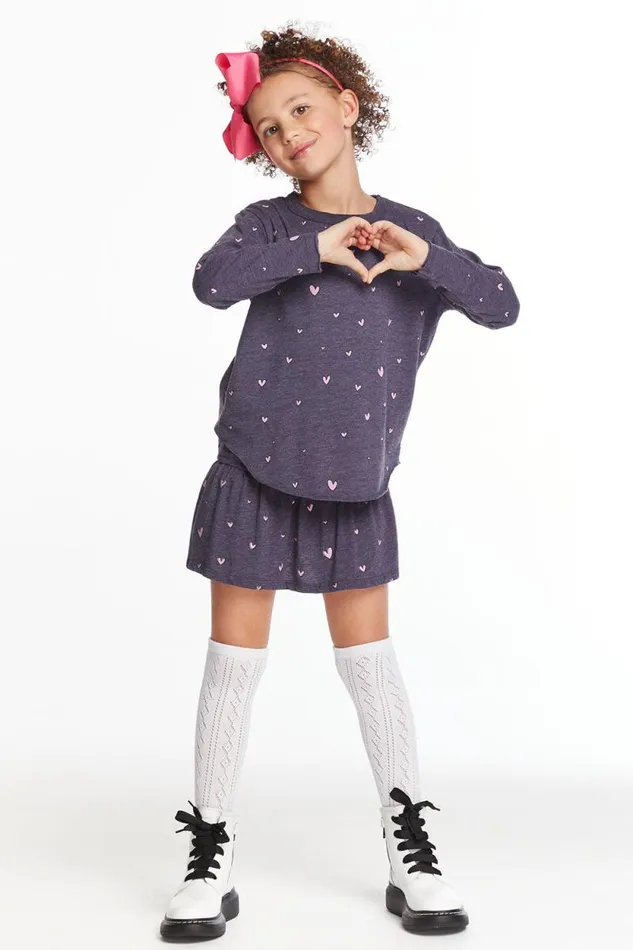 Kids Chaser Brand Girls Hearts Girls Peplum Skort