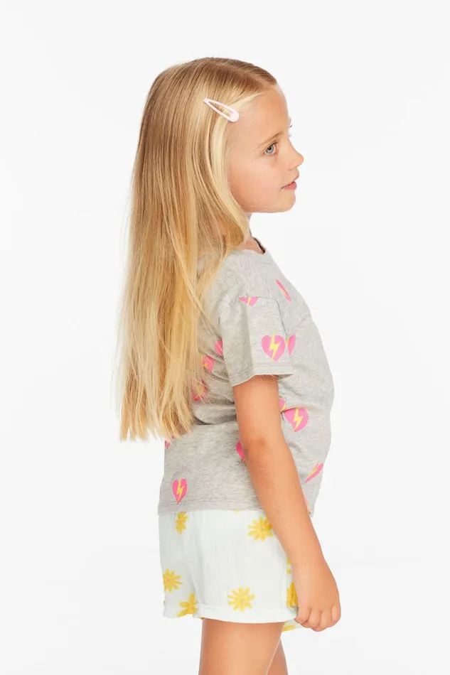 Kids Chaser Brand Girls Lightning Heart Girls Tee