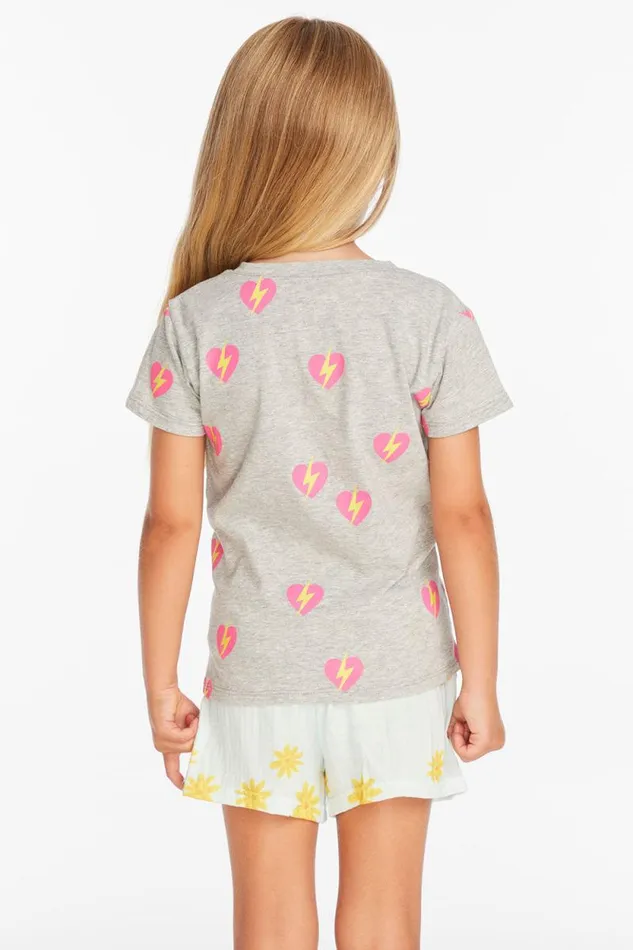 Kids Chaser Brand Girls Lightning Heart Girls Tee