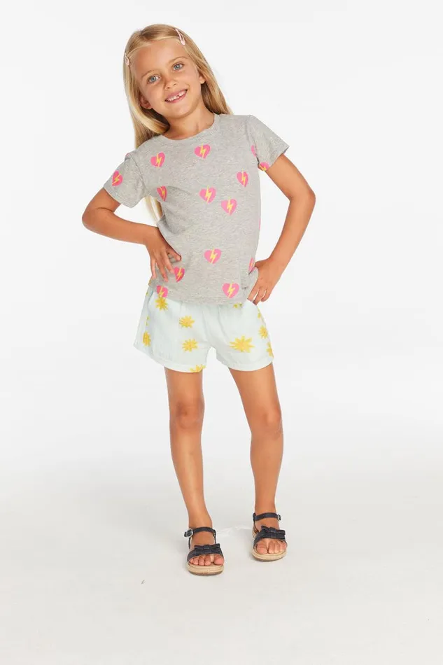 Kids Chaser Brand Girls Lightning Heart Girls Tee