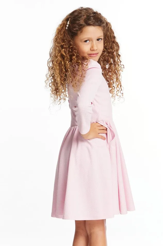 Kids Chaser Brand Girls Puff Girls Long Sleeve Ribbon Dress With Twirl Skirt