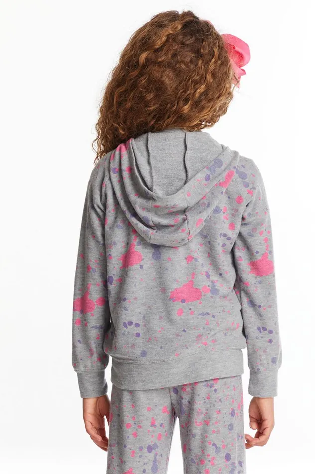 Kids Chaser Brand Girls Splatter Paint Zipup Hoodie