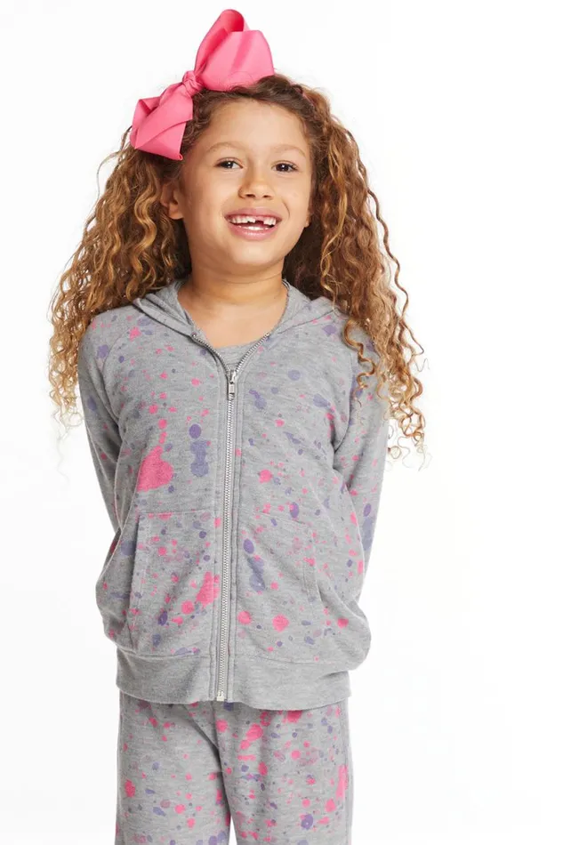 Kids Chaser Brand Girls Splatter Paint Zipup Hoodie