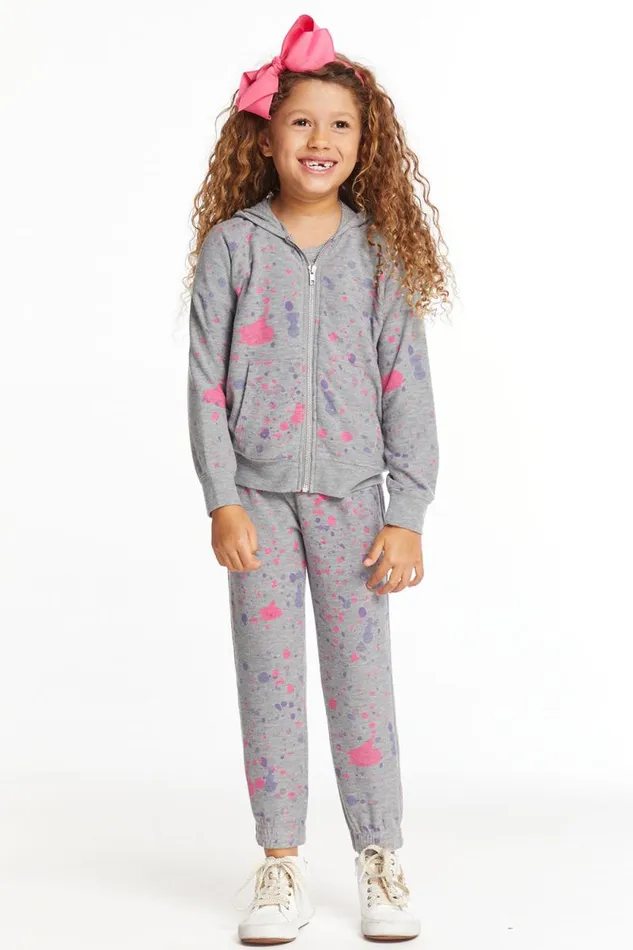 Kids Chaser Brand Girls Splatter Paint Zipup Hoodie
