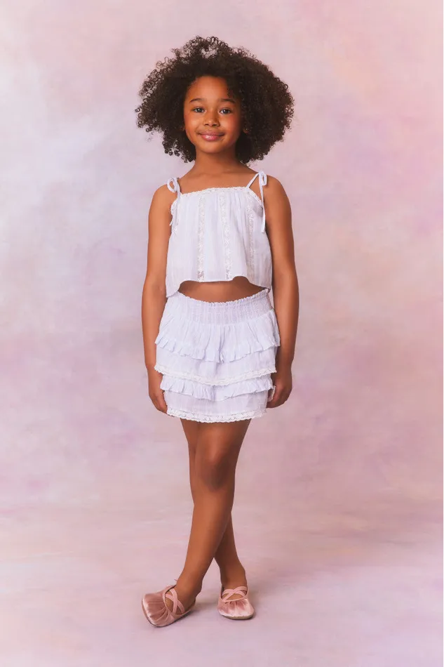 Kids LoveShackFancy Girls Girls Galine Cotton Stripe Top Vintage Voyage