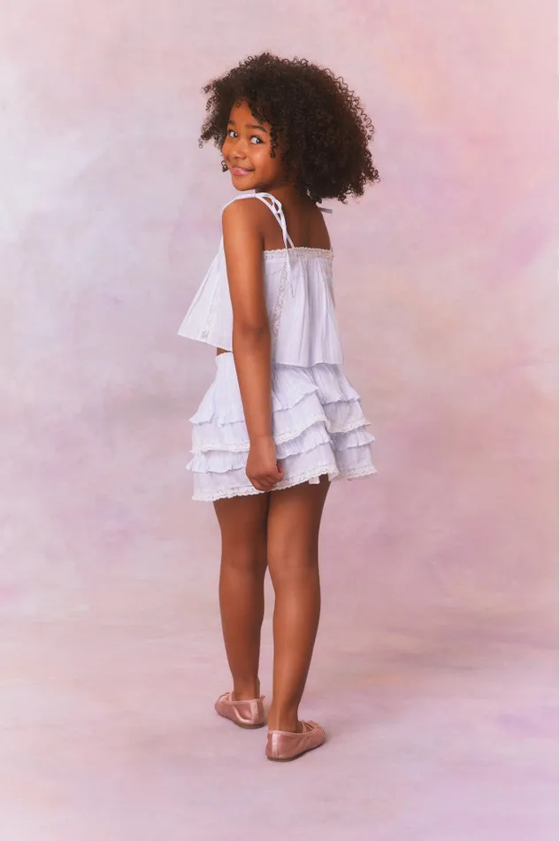 Kids LoveShackFancy Girls Girls Galine Cotton Stripe Top Vintage Voyage