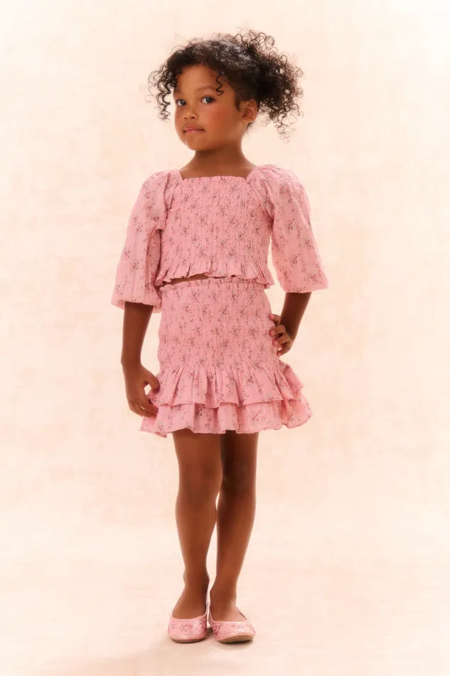 Kids LoveShackFancy Girls Girls Renette Cotton Skirt Pink Dusk