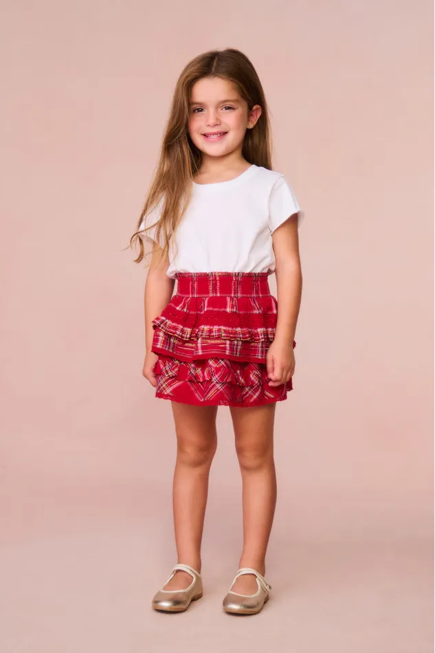 Kids LoveShackFancy Mommy and Me Girls Billie Tartan Mini Skirt Cheery Red