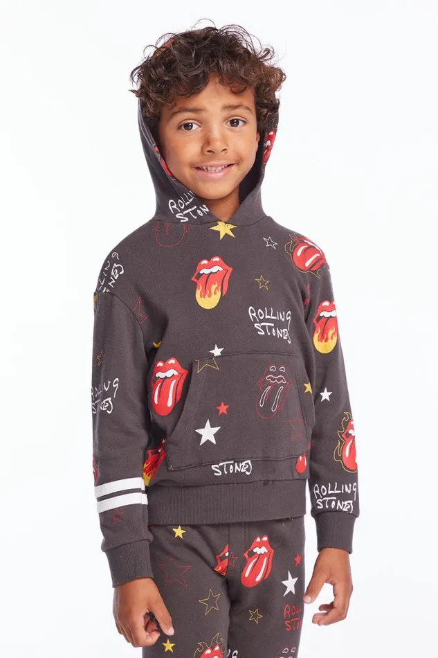 KidsWomens Chaser Brand Boys Rolling Stones Tongue Logo Stars Boys Pullover Hoodie