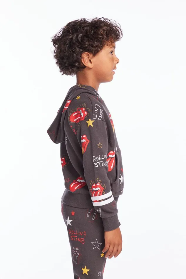 KidsWomens Chaser Brand Boys Rolling Stones Tongue Logo Stars Boys Pullover Hoodie