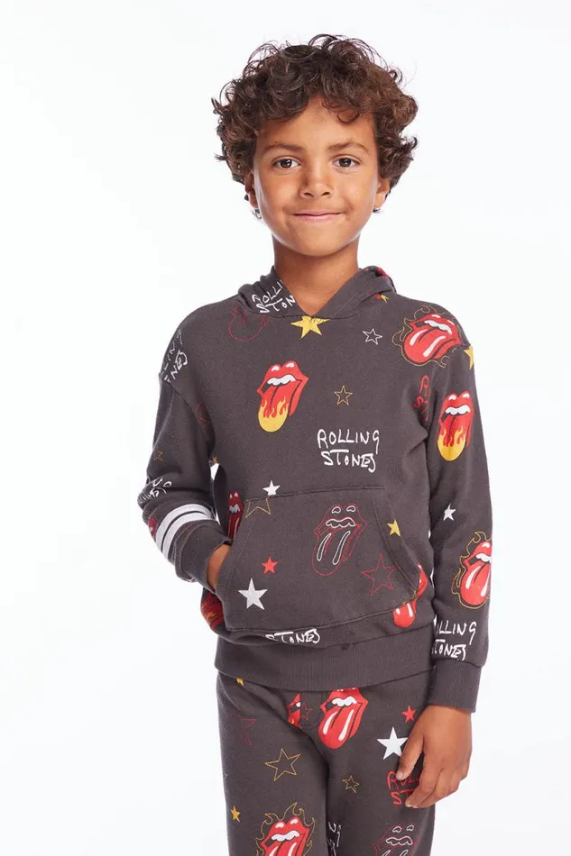 KidsWomens Chaser Brand Boys Rolling Stones Tongue Logo Stars Boys Pullover Hoodie