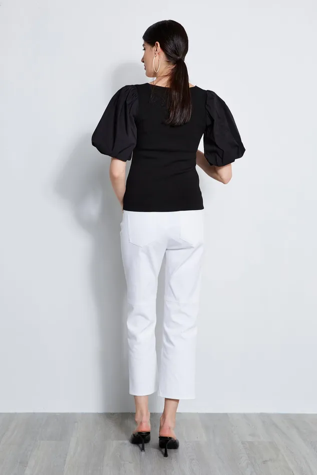 Knits and Sweaters Women Elie Tahari Cotton Puff Sleeve Knit NOIR