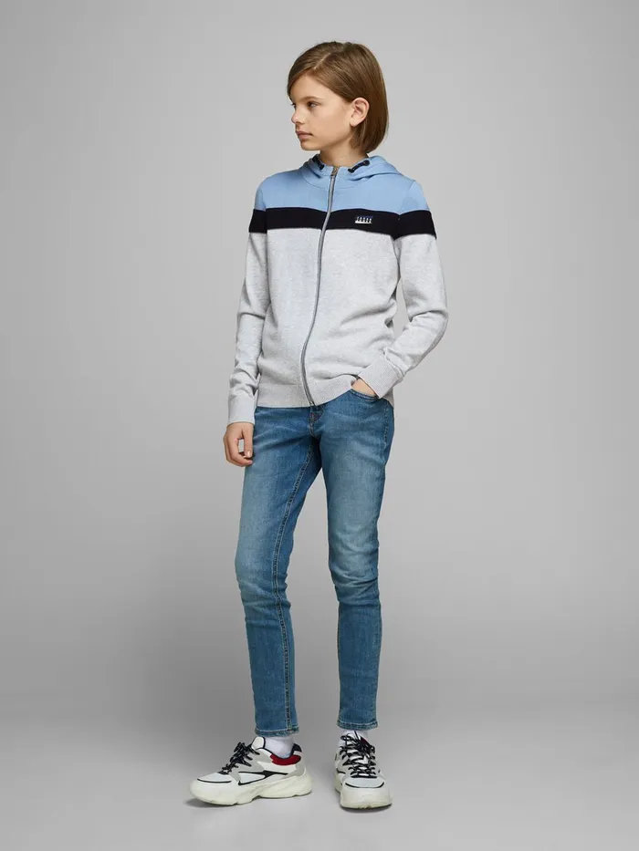 Knitwear JACK and JONES Junior BOYS COLOUR BLOCK CARDIGAN Blue Dusk Blue Online