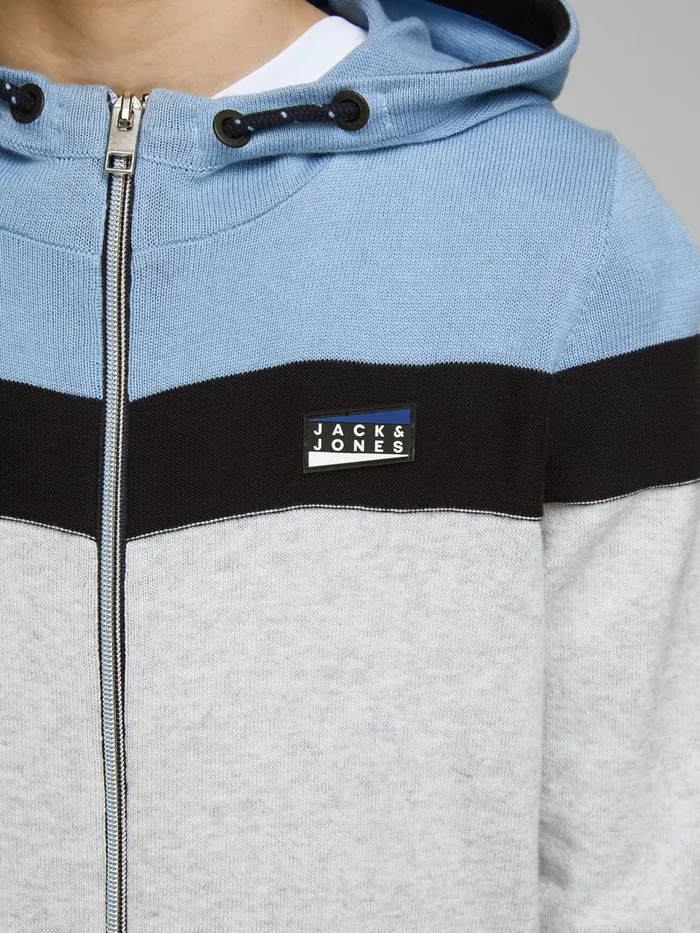 Knitwear JACK and JONES Junior BOYS COLOUR BLOCK CARDIGAN Blue Dusk Blue Online