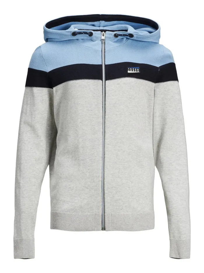 Knitwear JACK and JONES Junior BOYS COLOUR BLOCK CARDIGAN Blue Dusk Blue Online
