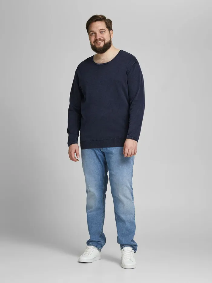 Knitwear JACK and JONES Mens BASIC PLUS SIZE PULLOVER Blue Navy Blazer Gift for Friend