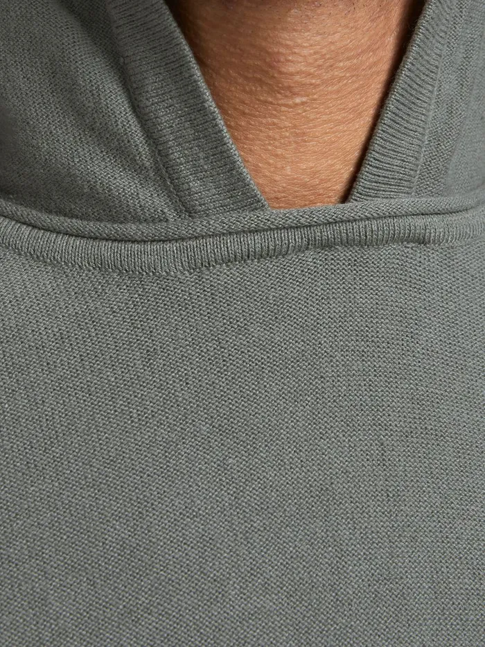 Knitwear JACK and JONES Mens HOODED KNITTED PULLOVER Grey Sedona Sage On Sale