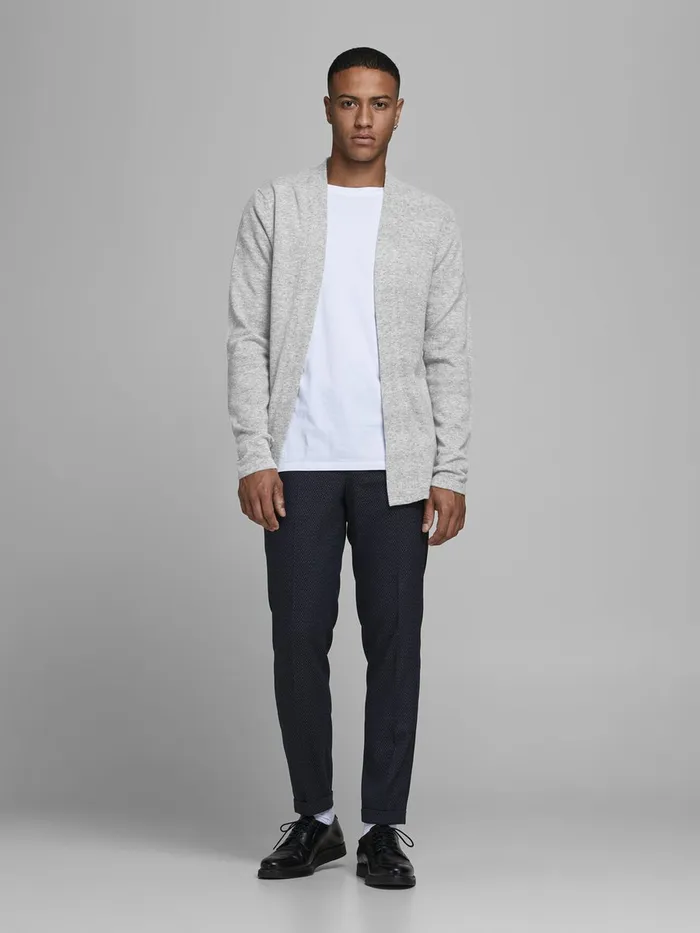 Knitwear JACK and JONES Mens OPEN CARDIGAN Grey Light Grey Melange Online