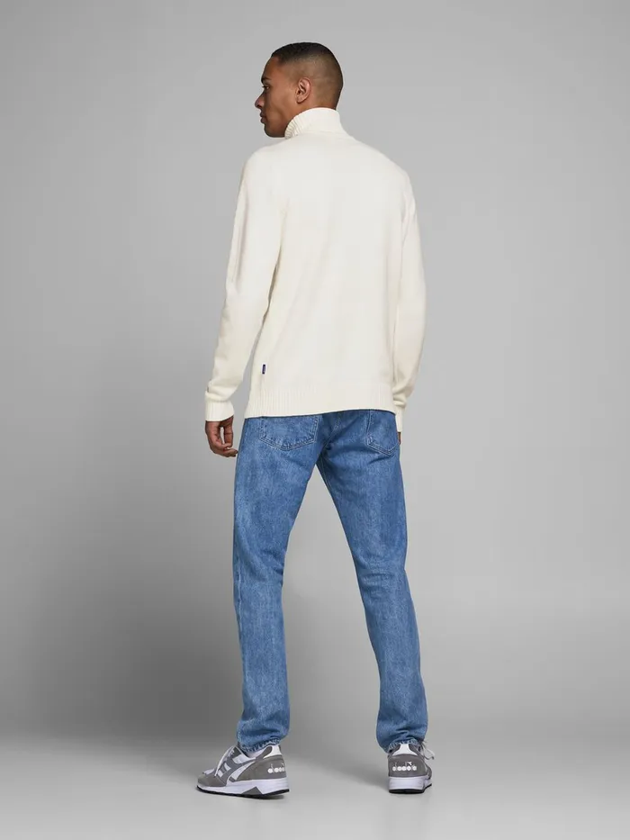 Knitwear JACK and JONES Mens RIBBED ROLL NECK White Cloud Dancer Online