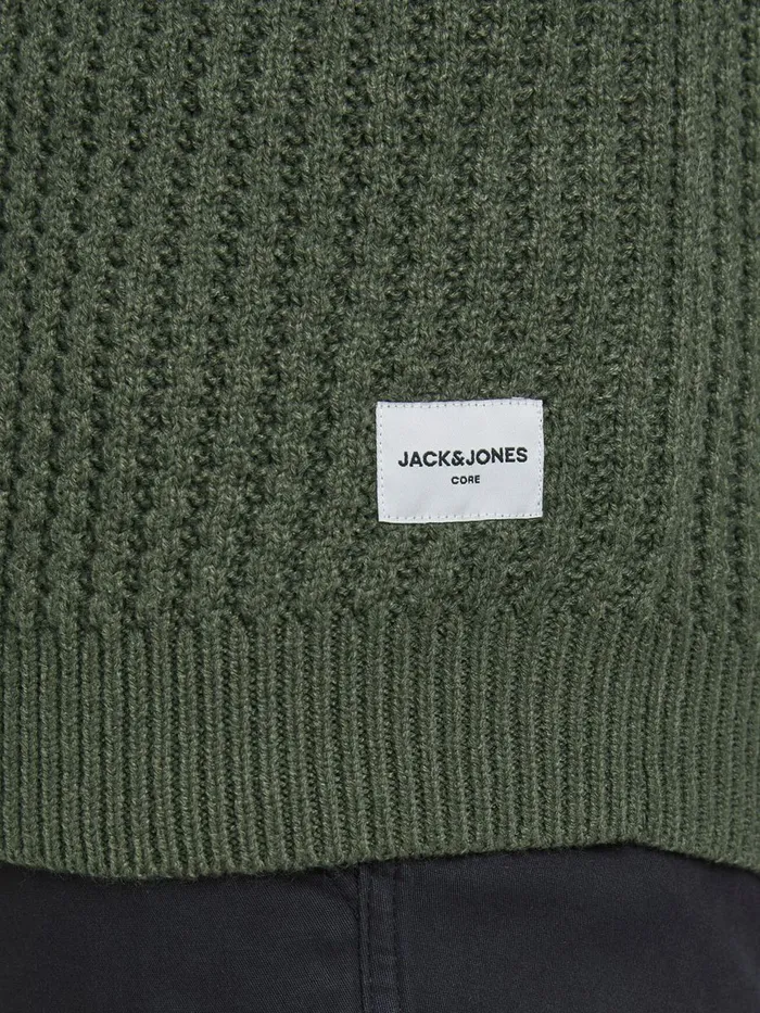 Knitwear JACK and JONES Mens TEXTURED PLUS SIZE PULLOVER Green Forest Night Popular
