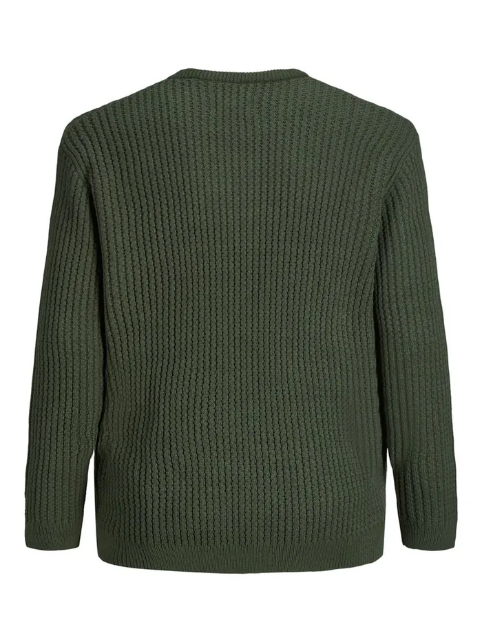 Knitwear JACK and JONES Mens TEXTURED PLUS SIZE PULLOVER Green Forest Night Popular