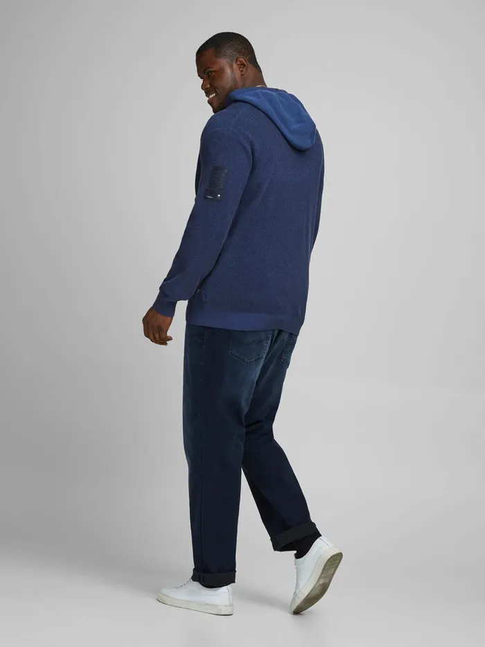 Knitwear JACK and JONES Mens ZIP PLUS SIZE CARDIGAN Blue Navy Blazer Casaul