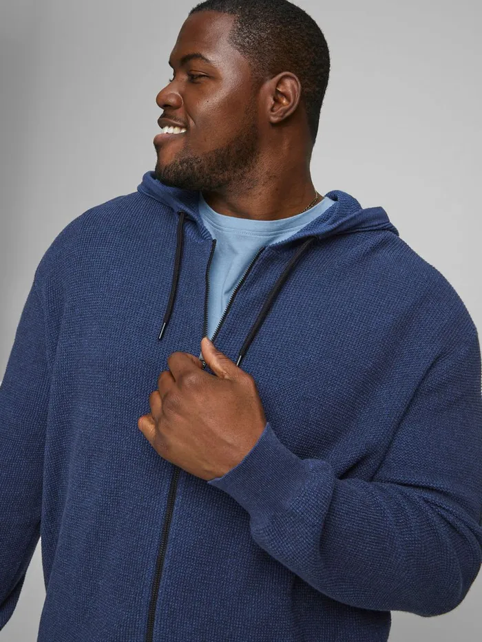 Knitwear JACK and JONES Mens ZIP PLUS SIZE CARDIGAN Blue Navy Blazer Casaul