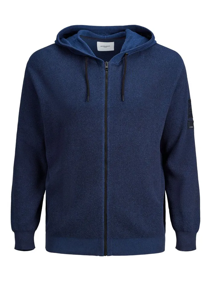 Knitwear JACK and JONES Mens ZIP PLUS SIZE CARDIGAN Blue Navy Blazer Casaul