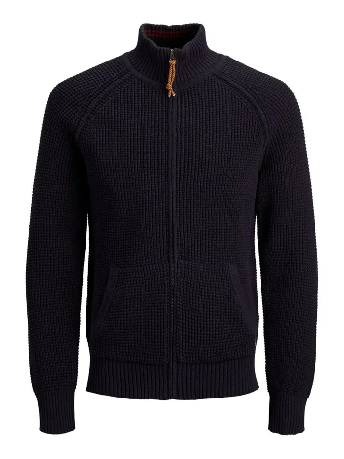 Knitwear JACK and JONES Mens ZIP THROUGH KNITTED PULLOVER Blue Deep Well Gift 4 You