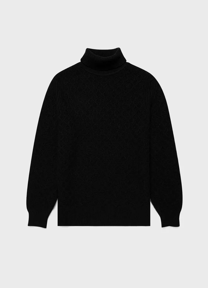 Knitwear Sunspel x WM Brown Aran Roll Neck Dark Navy Mouline 8211 ussunspel Men