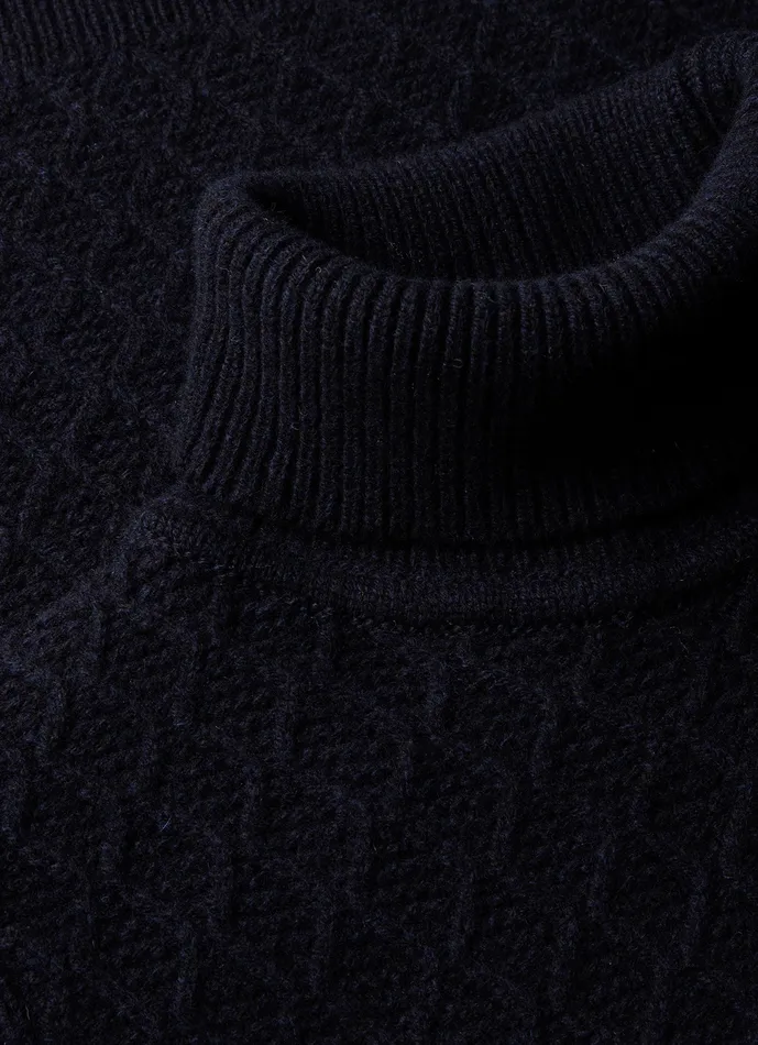 Knitwear Sunspel x WM Brown Aran Roll Neck Dark Navy Mouline 8211 ussunspel Men Knitwear Sunspel x WM Brown Aran Roll Neck Dark Navy Mouline 8211 ussunspel Men