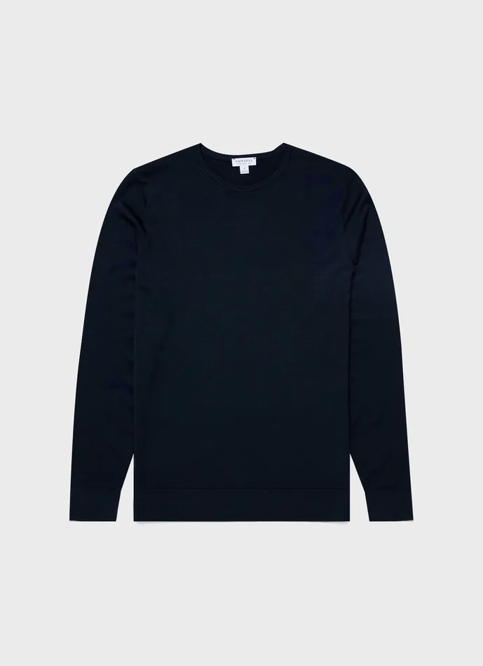 Knitwear ussunspel Men ExtraFine Merino Crew Neck Light Navy