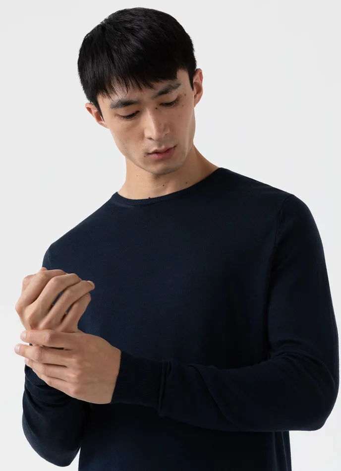 Knitwear ussunspel Men ExtraFine Merino Crew Neck Light Navy Knitwear ussunspel Men ExtraFine Merino Crew Neck Light Navy