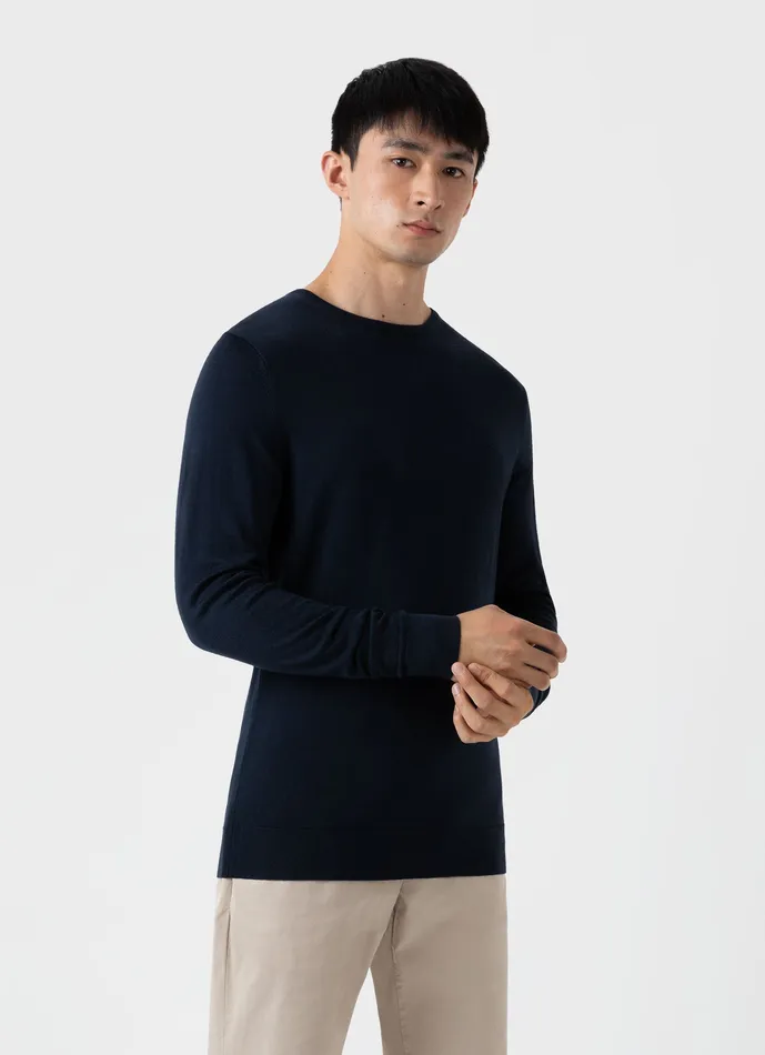 Knitwear ussunspel Men ExtraFine Merino Crew Neck Light Navy Knitwear ussunspel Men ExtraFine Merino Crew Neck Light Navy