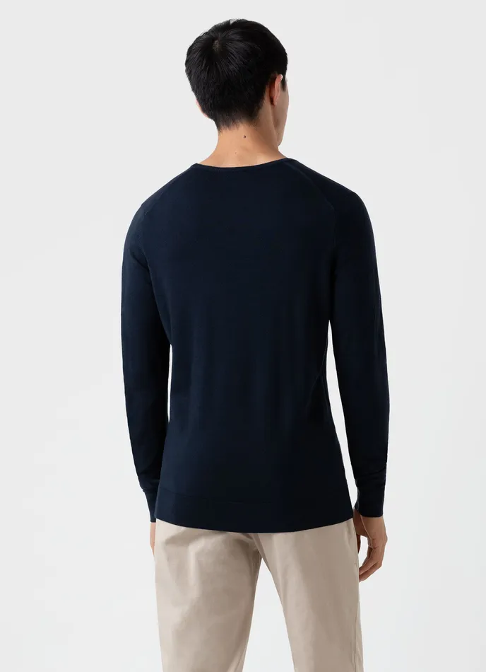 Knitwear ussunspel Men ExtraFine Merino Crew Neck Light Navy Knitwear ussunspel Men ExtraFine Merino Crew Neck Light Navy