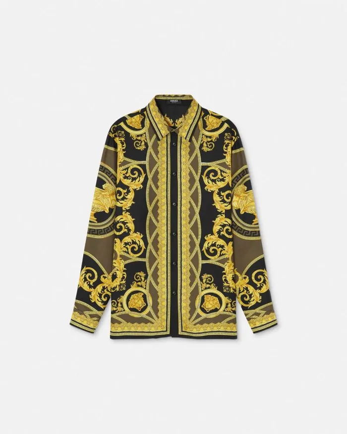 La Coupe Des Dieux Silk Shirt Blackprint Men Versace Shirts