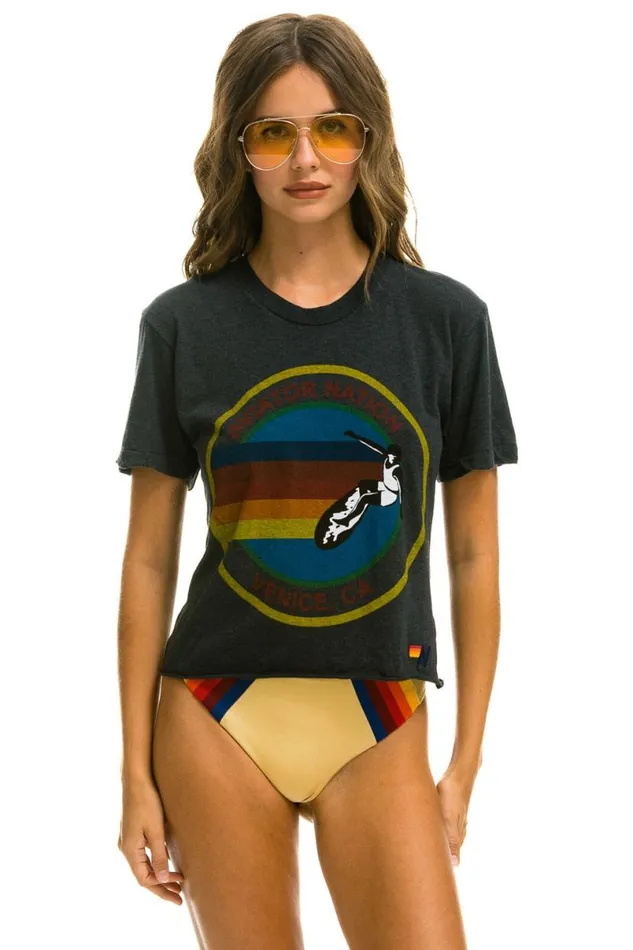 La Jolla Boyfriend Tee 8211 Charcoal Women Aviator Nation Tees
