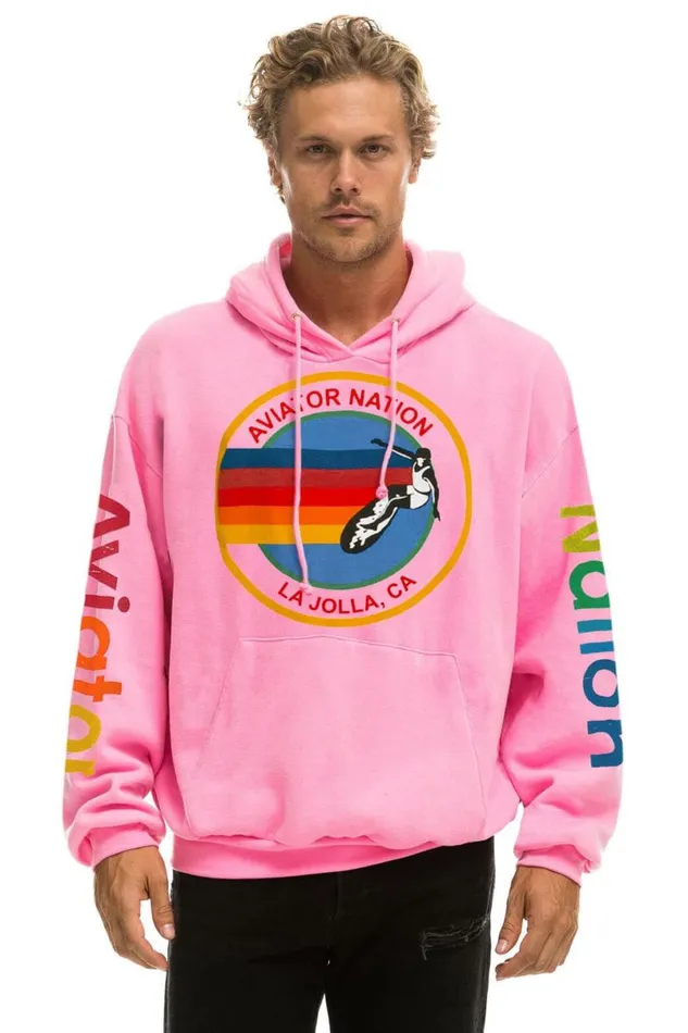 La Jolla Relaxed Pullover Hoodie 8211 Neon Pink WomenMen Aviator Nation Hoodies
