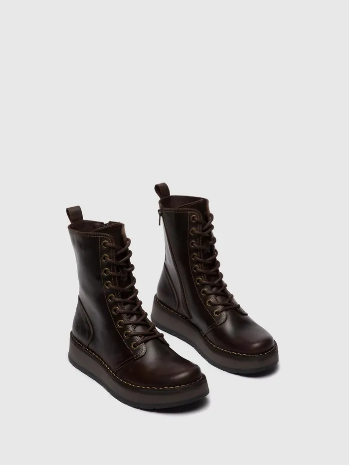 Laceup Ankle Boots RAMI043FLY RUG DK BROWN Women Fly London Ankle Boots