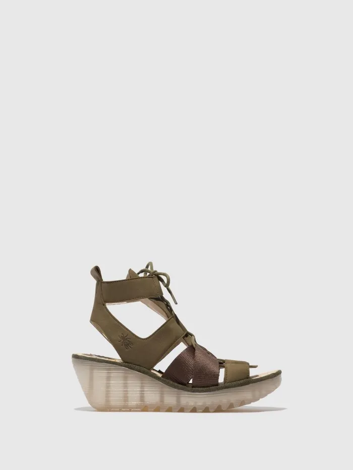 Laceup Sandals YACA413FLY KHAKI Women Fly London Sandals