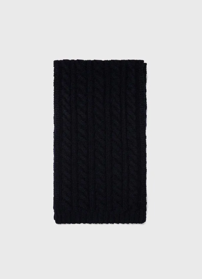 Lambswool Cable Scarf Dark Navy Mouline MenWomen SUNSPEL Hats Scarves and Gloves Lambswool Cable Scarf Dark Navy Mouline MenWomen SUNSPEL Hats Scarves and Gloves